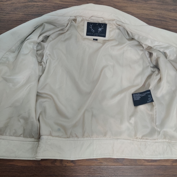 *Bod & Christensen Elegant Cream Leather Biker Jacket – Size L - Picture 8 of 12